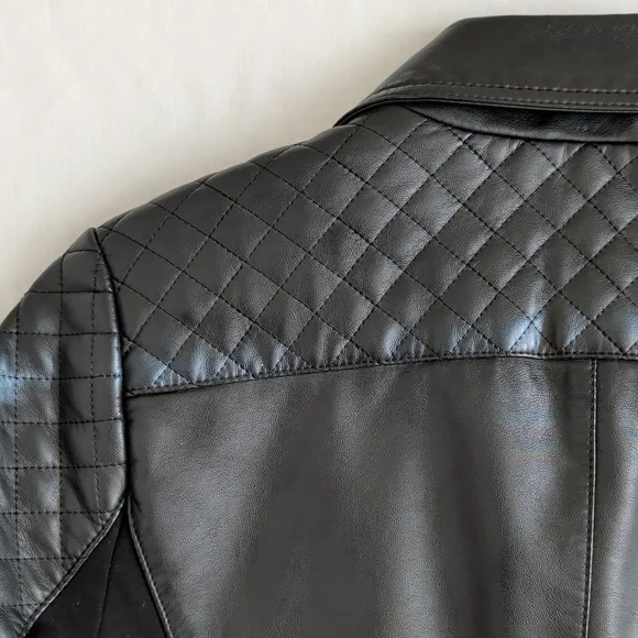 Express Quilted Moto Faux Leather Jacket - Picture 12 of 16